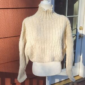 Cozy Cream Wool Turtleneck Cropped Sweater